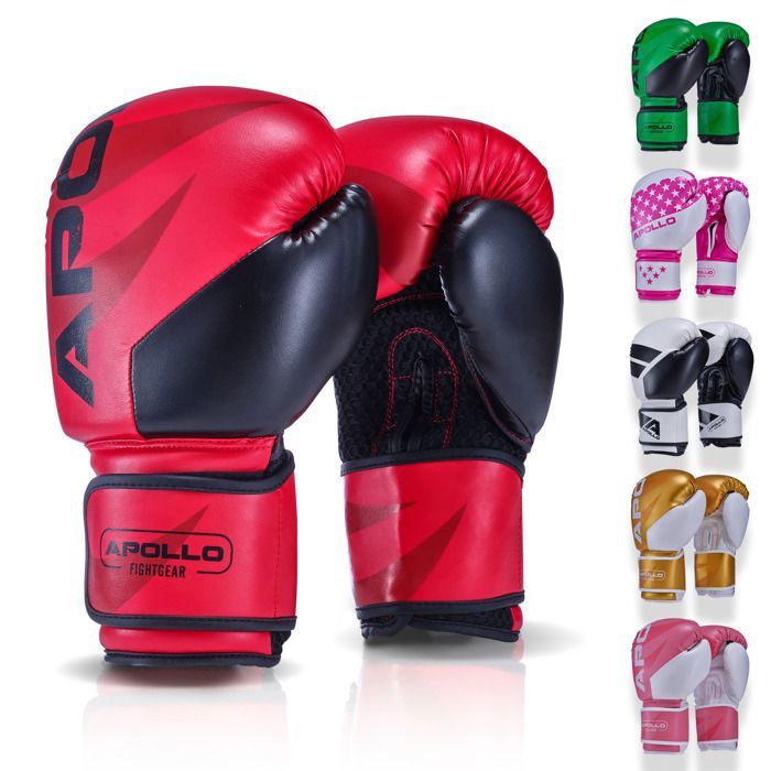 Gants de boxe Apollo 14 oz – robustes et confortables – boxe et fitness – Red / Black