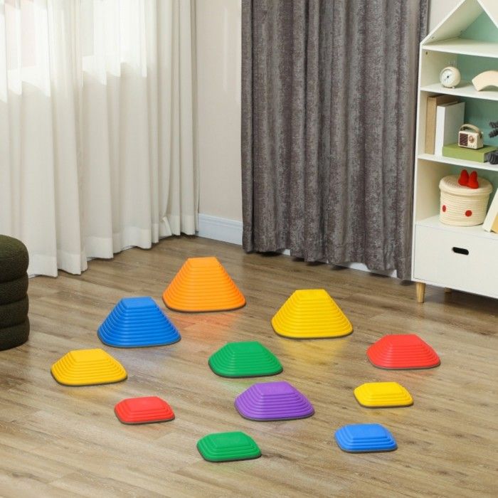 Parcours Motricité Galets rivière 11 pièces - Pierres équilibre empilables antidérapantes - 80kg - Enfant 3-8 ans - Multicolore Parcours Motricité Galets rivière 11 pièces - Pierres équilibre empilables antidérapantes - 80kg - Enfant 3-8 ans - Multicolore