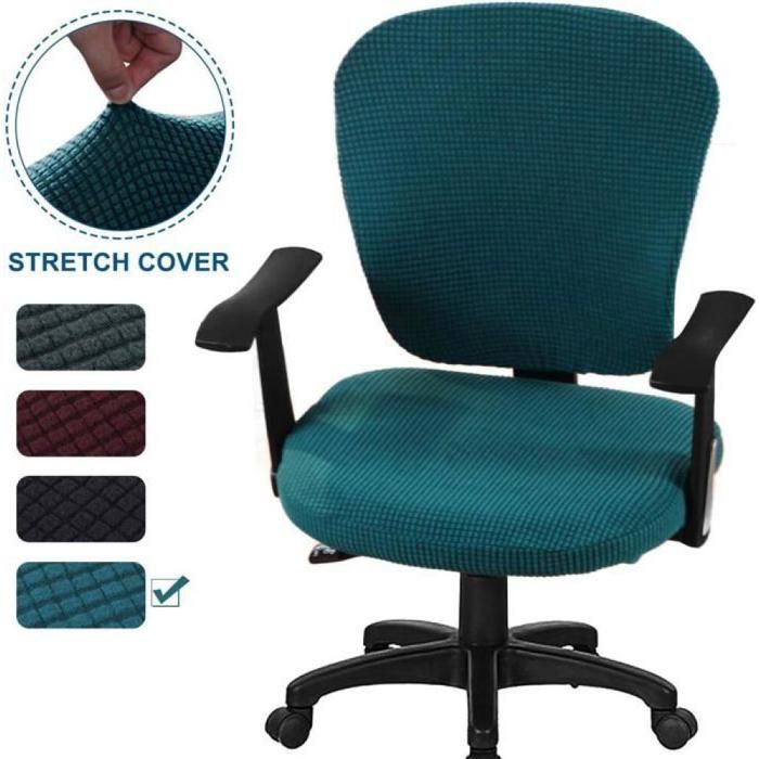 Housse Extensible pour Chaise de Bureau Lavable Rotative et Universelle Protection Siège Bureau