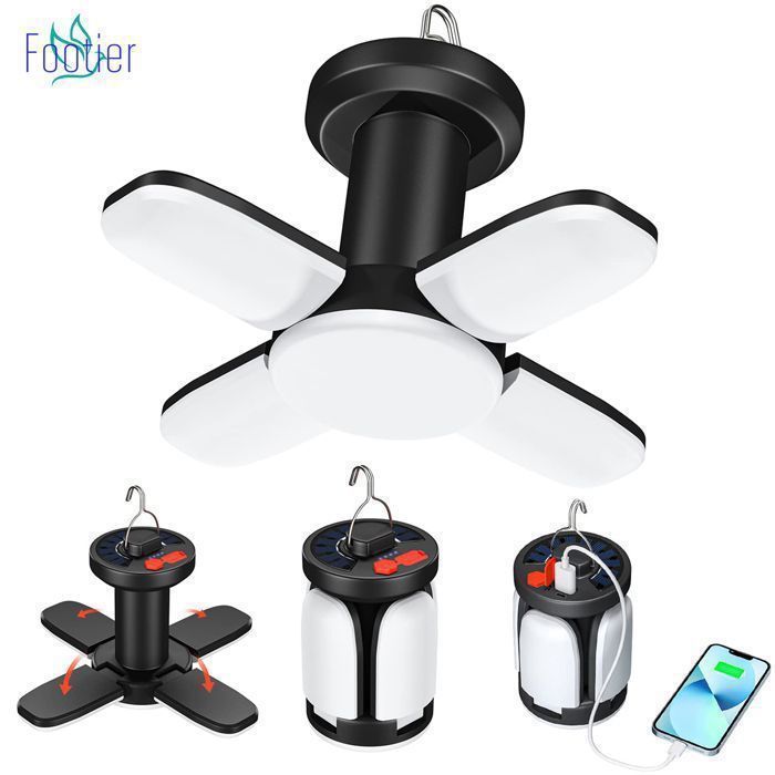 Led Lampe de Camping Rechargeable 4500 mah Lampe Solaire USB Rechargeable Camping Lanterne Pliant Camping Lumière Ipx5 étanche