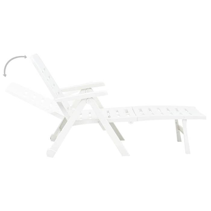 Chaise longue pliable - WIENS - Plastique - Blanc - 72x189x96 cm - Pliable - Résistance aux intempéries