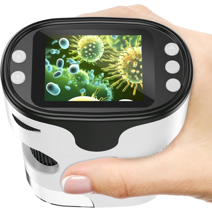 Microscope Scientifique 2-en-1 pour Enfants – Jouet Éducatif Débutant avec Lentilles 60x/180x, Éclairage LED, Accessoires Inclus – Idéal pour