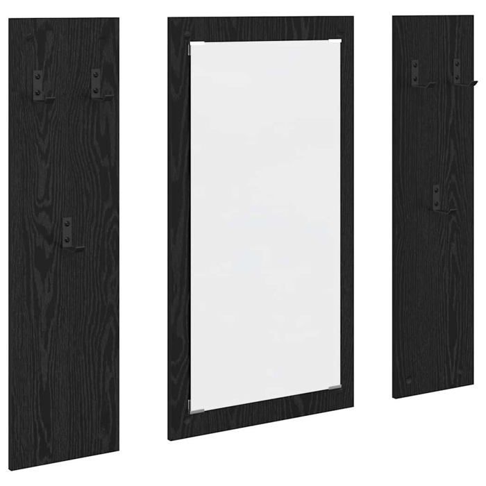 Porte-manteau mural moderne - vidaXL - Chêne noir - 96x15x90 cm - Crochets minimalistes - Avec miroir