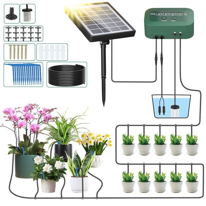 Kit Arrosage Goutte à Goutte AutomatiquePompe Systeme Arrosage Solaire Goutte