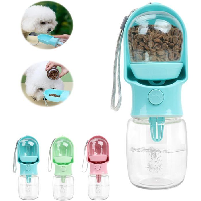 Gourde pour chien - Bouteille deau 2 en 1 avec gamelle intégrée - Gourde de voyage - Anti-fuite - Portable -