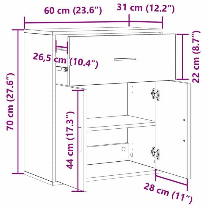 Buffet bahut Placard de rangement - Noir Buffet avec tiroir - Chêne noir - 60x31x70 cm - bois dingénierie - 94353586
