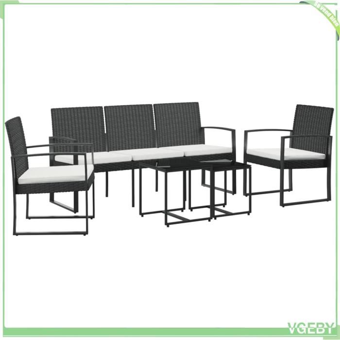 Ensemble à manger de jardin - FAFEICY - 360218 - 5 pièces - Rotin PP - Noir et anthracite