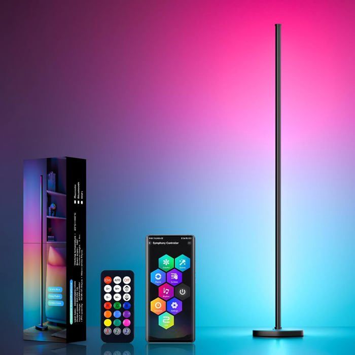 Lampadaire Led DAngle 143Cm Lampe Sur Pied Rgb Avec App Contrôle Et Télécommande Musique Sync&16 Millions Couleurs Lampadai[IN86]