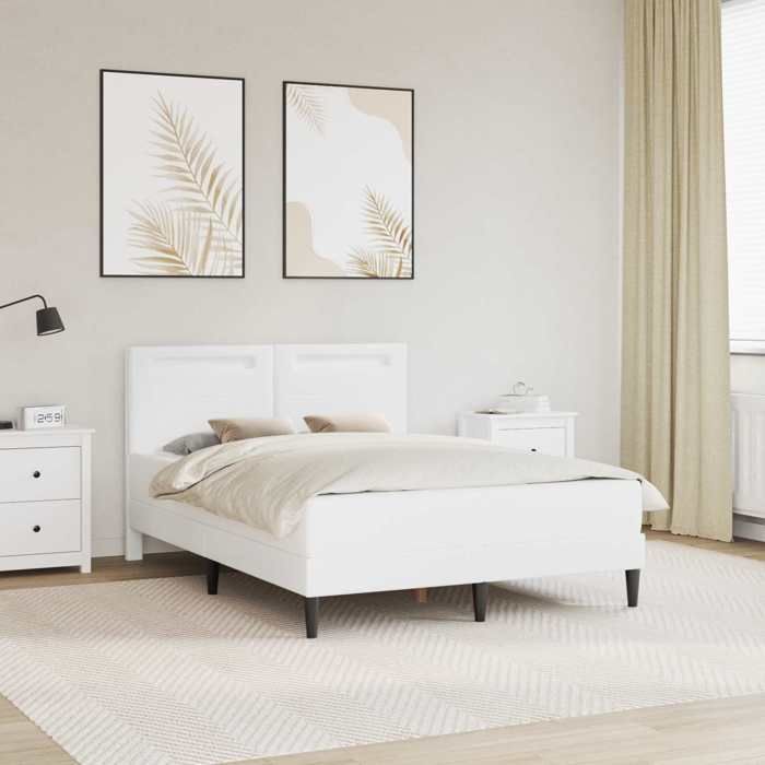 vidaXL Cadre de lit avec bandes LED Blanc 120 x 200 cm Simili cuir 42028020