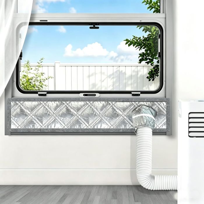 Kit Calfeutrage Climatiseur 100cm - VELUNOR - 3 Couches Aluminium Coton Oxford - Joint 100% Étanche Isolant - Anti-Fuite Air Froid
