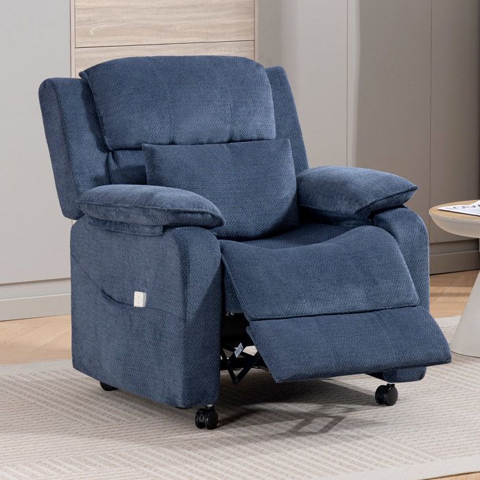 Fauteuil Relax Électrique DYHOME Fauteuil Inclinable Salon Avec Repose-Pieds en Tissu Chenille Bleu