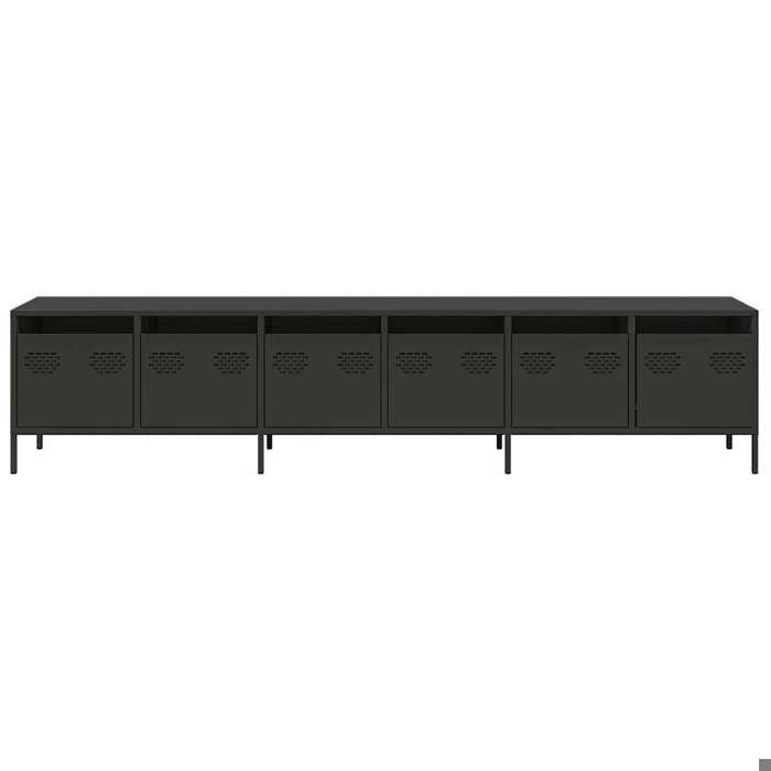 Meuble TV noir 202x39x435 cm acier laminé à froid_2 ans garantie_66074
