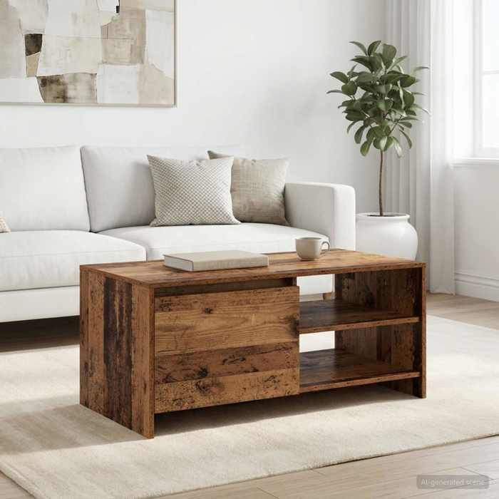 ELORAN®Table basse - Bois ancien - 102x50x45 cm - Bois dingénierie - Table à café Moderne_00944486