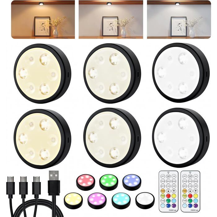 Lampe Led Rechargeable Cuisine Sans Fil Lumiere Sous Meuble Placard Eclairage Spot Led Avec Telecommande 3 Températures De C[BI122]