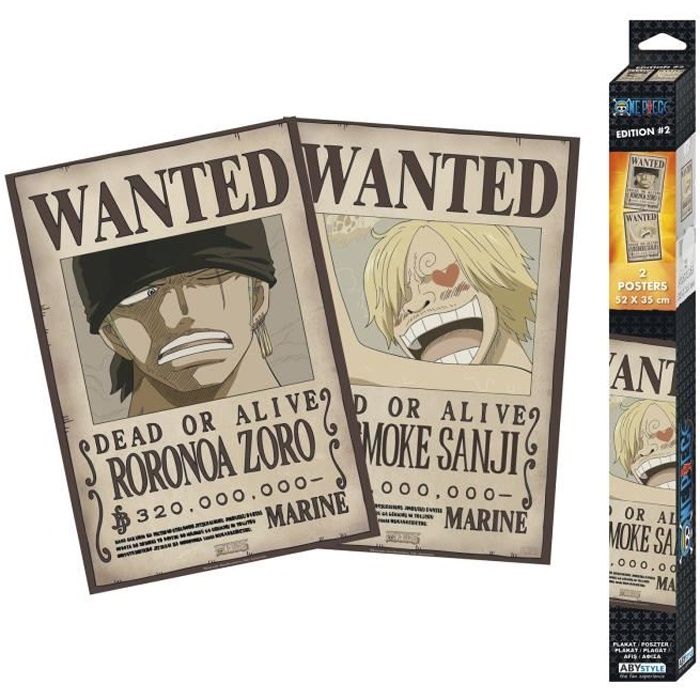 ABYstyle - One Piece - Set 2 Chibi Posters - Wanted Zoro & Sanji (52x35) -  Cdiscount Maison