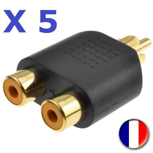 Adaptateur audio RCA 90°, angle droit (mâle → femelle