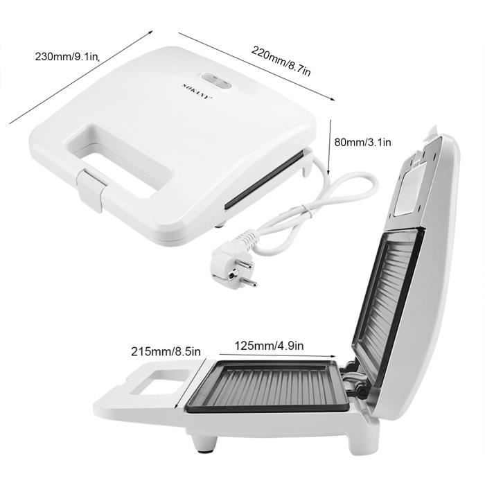 Gril électrique Compact Beper - Plaques Antiadhésives 22.5x14.5 Cm, Ajustables, Pour Sandwichs, Viandes