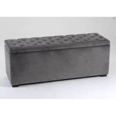 Banc Coffre Capitonne Velours Gris Amadeus Achat Vente Banc