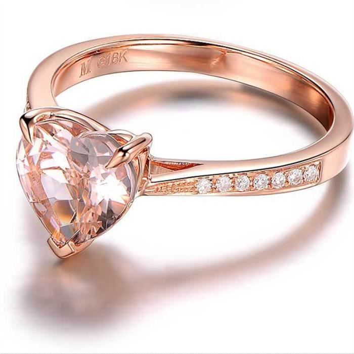 Anneaux De Bijoux De Coeur Bague De Fiancailles En Cristal De Mode Bague De Mariage Taille 7 Or Rose Achat Vente Bague Anneau Cdiscount