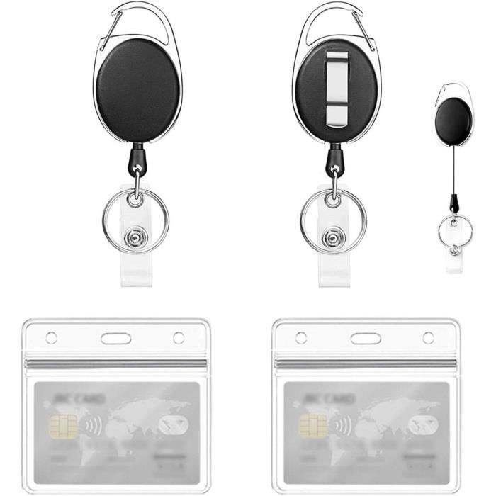 MNGARISTA Paquet De 2 Porte-Clés Rétractables - Bobine Badge Avec Cordon Acier 80 Cm, 226 G Rétraction