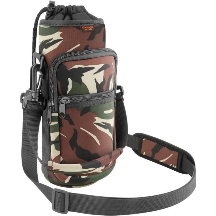 Porte-Gourde Vélo Sans Vis - Avec Poche En Maille, Réglable, Isotherme, Pour Guidon