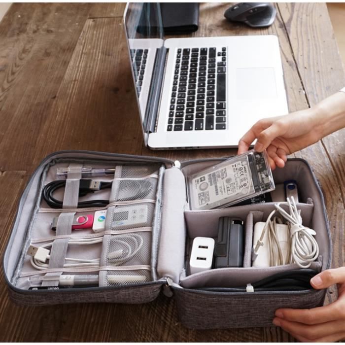 Sac De Rangement Cables Organisateur D Accessoires Electroniques Housse De Protection Rembourre Gris Achat Vente Sacoche Informatique 2009016305282 Cdiscount