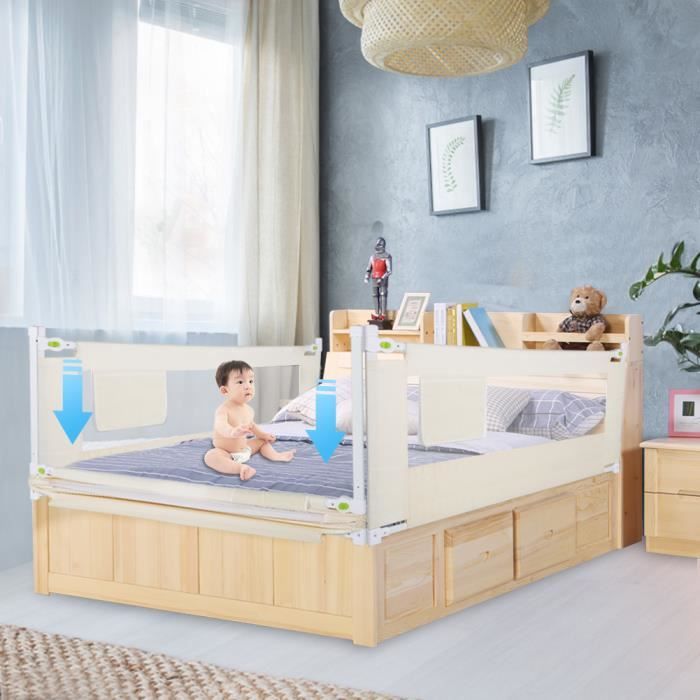 Barriere De Lit De Securite 180 68 Cm Greensen Pour Bebe Protection Pliable Portatif Blanc Cdiscount Puericulture Eveil Bebe