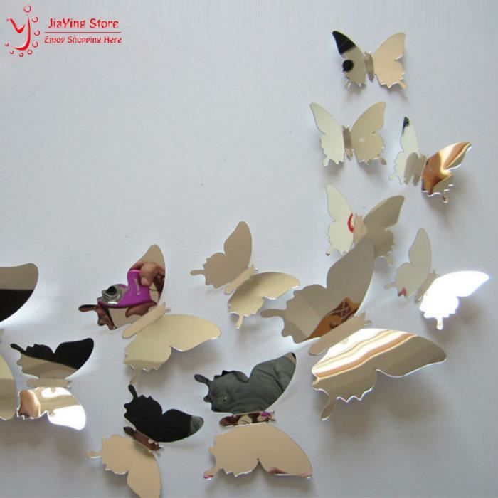 Modele 007 Rouge Voler Papillon Pour Chambre D Enfants Sticker Mural Miroir Decoration Pour Maison 12 Pcs Miroir En Plastique Achat Vente Stickers Cdiscount