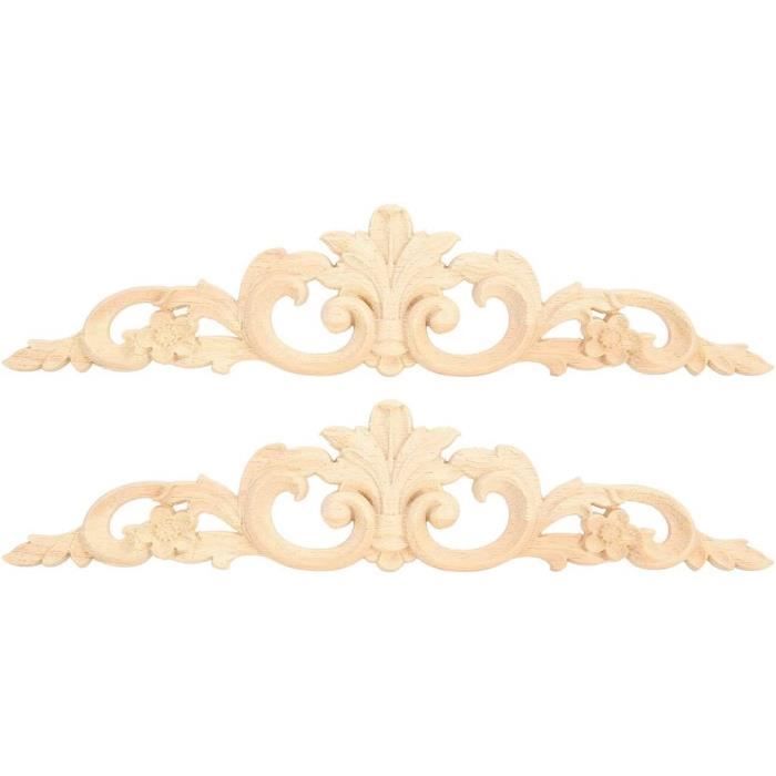 YOSOO Applique D'angle 4pcs Bois En Caoutchouc Sculpté Coin Onlay Applique Bricolage Meubles