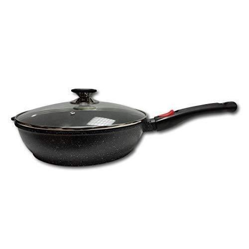 Cflagrant® Sauteuse 28 cm Façon Pierre avec Couvercle Tous Feux Dont Induction sans PFOA Cuisson sans Matière Grasse Revêtement en G
