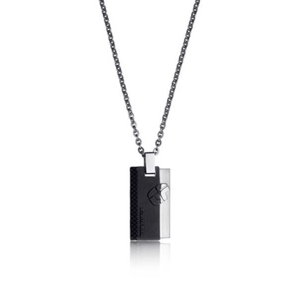 Collier en acier noir et argent a pendentif pour homme 56 cm Bijou homme cadeau idee cadeau pas cher Achat Vente sautoir et collier Collier en acier noir et
