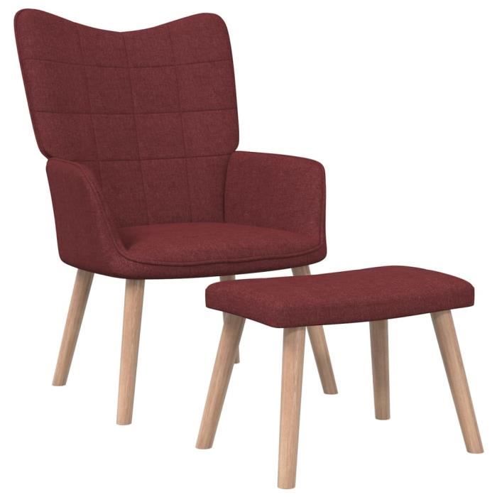 Fauteuil de relaxation JM - Chaise de salon rouge en tissu contemporain - Avec accoudoirs