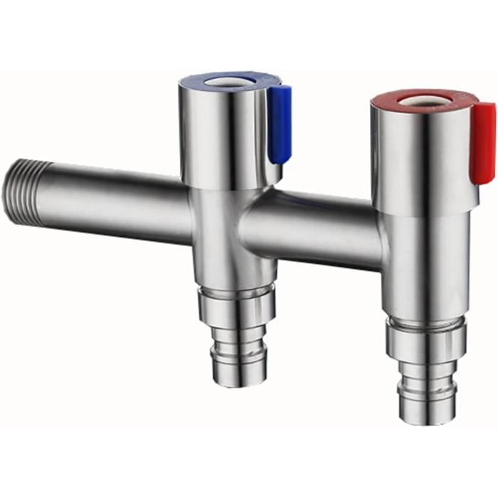 Robinet Extérieur Universel En Acier Inoxydable à Double Sortie - Kit 2 Voies Pour Jardin, Lavage Voiture - Couleurs Disponibles (jaune, Noir, Rouge, Bleu, Vert)