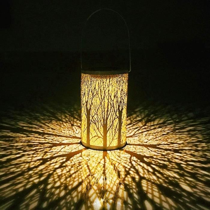 Festive Lights - Lanterne solaire marocaine – Lampe de table de jardin d'extérieur (laiton