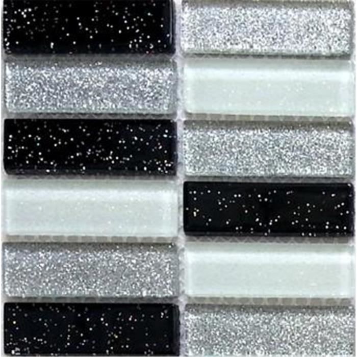 Carrelage mosaïque en verre Effet verre craquelé ou fissuré Blanc et Noir MT0078 sample Argent Offre proposée pour lachat dun petit échantillon 