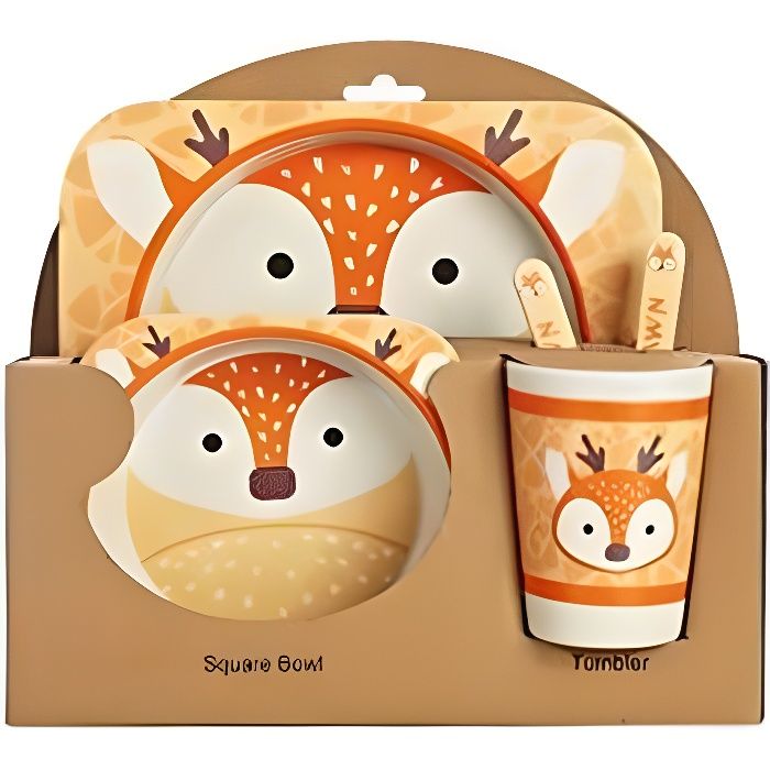 5 Pieces Coffret Vaisselle Repas Bebe Jeu De Vaisselles En Bambou La Fibre De Bambou Vaisselle Pour Enfants Fauve Cdiscount Puericulture Eveil Bebe