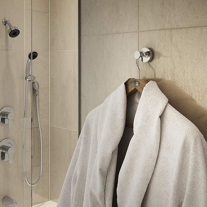 salle de bain ou chambre à coucher Sunnymi Lot de 10 crochets muraux transparents résistants pour serviette de bureau cuisine blanc