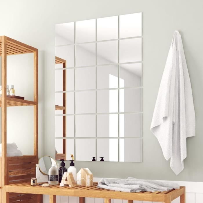 Carreaux de miroir - VIDAXL - 48 pcs - Verre - 15x15 cm - Design sans cadre
