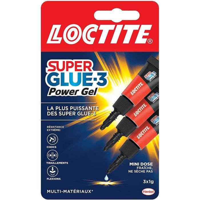 Loctite Super Glue 3 Power Gel Mini dose colle forte enrichie en caoutchouc mini dose de colle gel ultra resistante sechage i 1