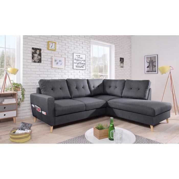 Oslo L Canapé Scandinave Convertible D Angle Droite Gris