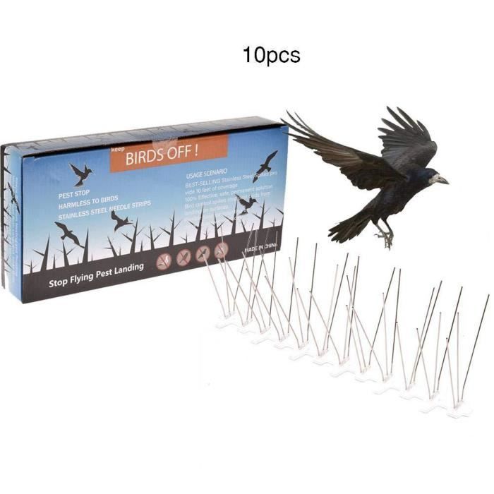 Répulsif Pigeon Kit Pics pour Oiseaux en Acier Inoxydable, 10 Pieds (3 m)