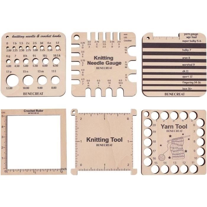 2 Pièces De Règles De Jauge Tricotées En Bois, Jauge D'Aiguille