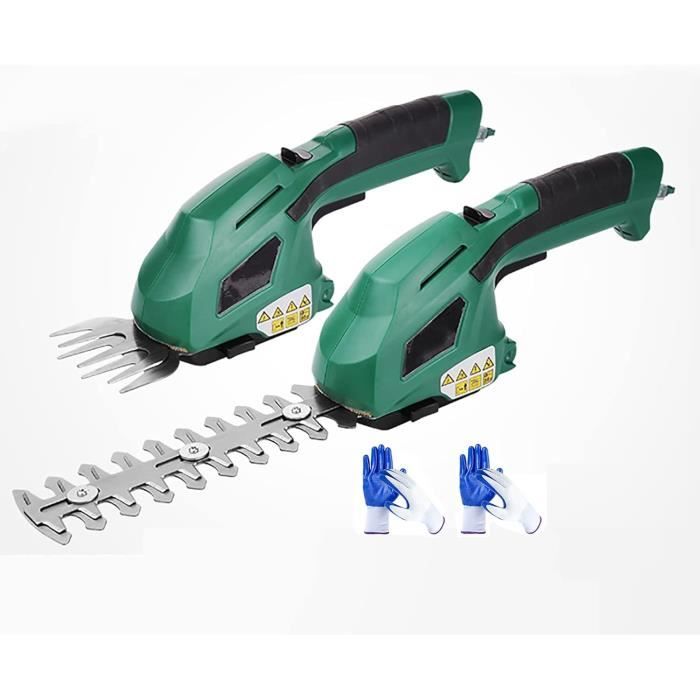 Cisaille à Gazon Électrique Sans Fil 2-en-1 | Taille-Haie & Coupe-Bordures Portable | Lames SK5 Anti-Rouille | Léger 0,75 Kg | Idéal Petits Jardins & Haies (Prise UE)