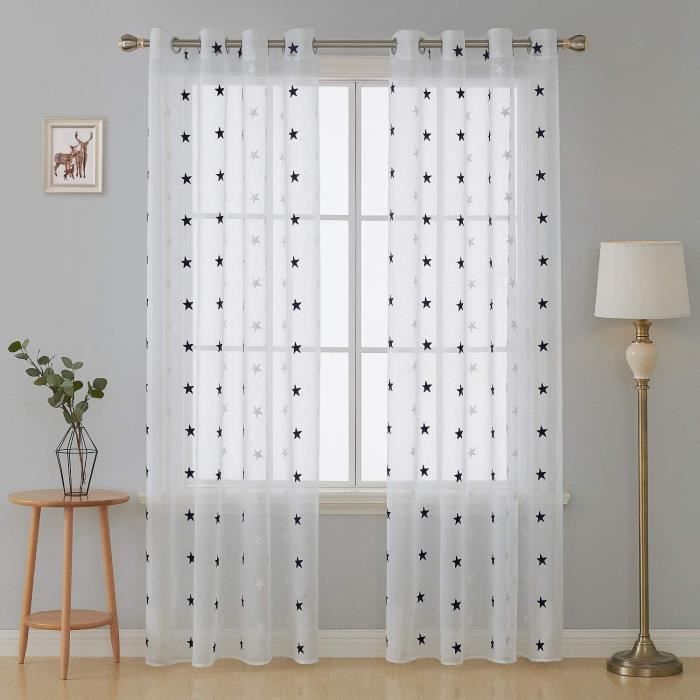 Voilage Blanc Et Bleu 140x240 Cdiscount