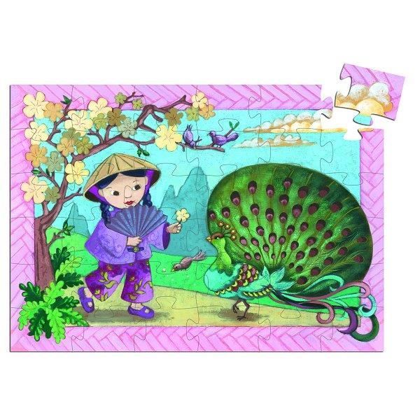 Puzzle 36 pièces - Silhouette : Petite fille avec son paon aille Unique  Coloris Unique