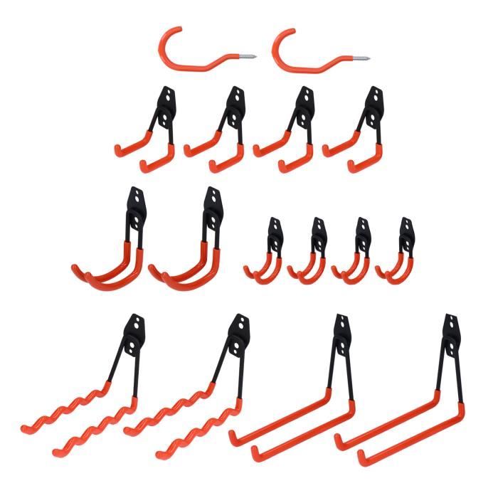 10 Crochets De Rangement Garage Reehi - Pour Échelles, Vélos, Outils - Revêtement Anti-Dérapant PVC - Support 40lb