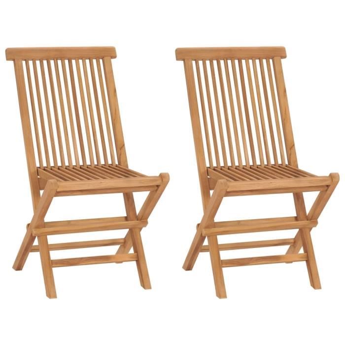 chaise de jardin - famirosa - bois de teck solide - pliable - marron