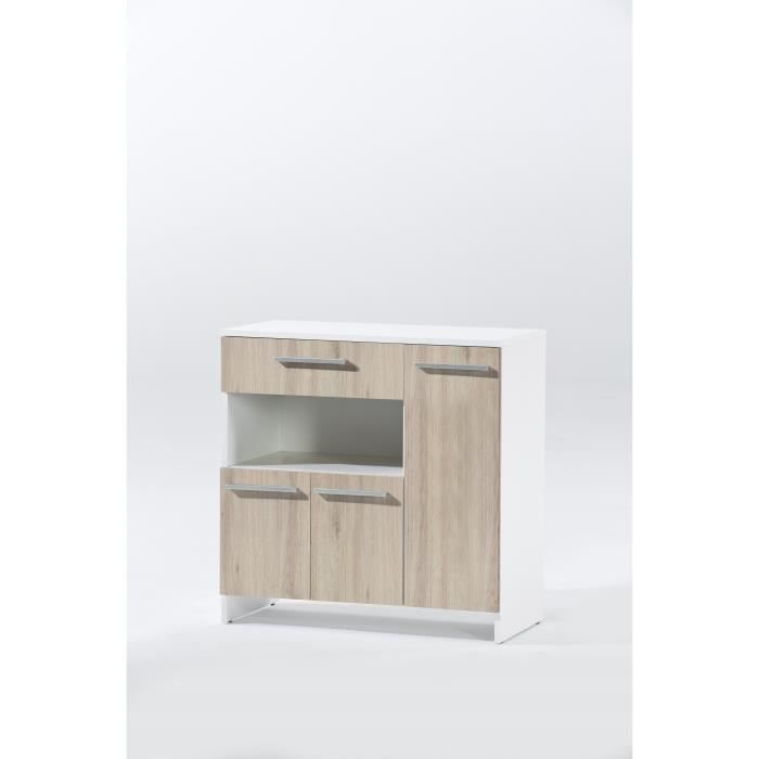 Miami Buffet Bas Micro Onde Decor Chene Et Blanc L 80cm Achat Vente Desserte Billot Miami Buffet Bas 80cm Chene Soldes Cdiscount