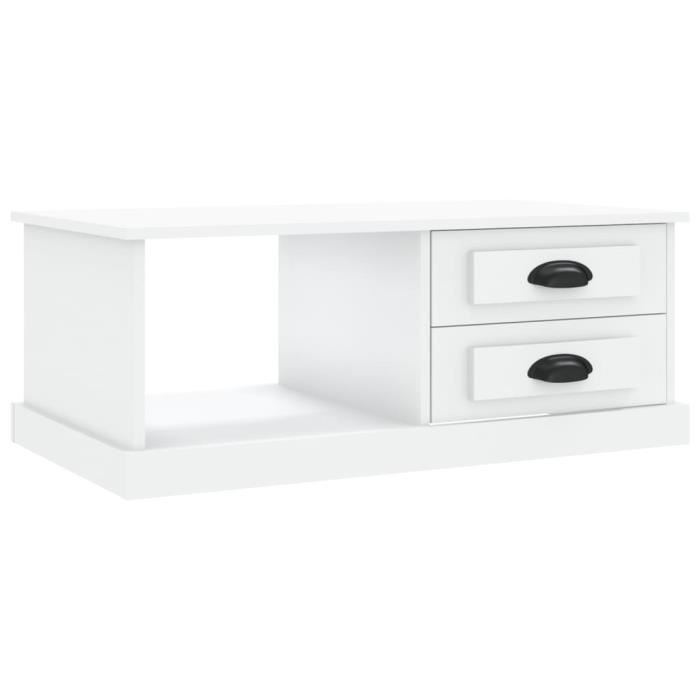 Table basse - GAROSA - 90x50x35 cm - Bois dingénierie - Blanc - Design contemporain