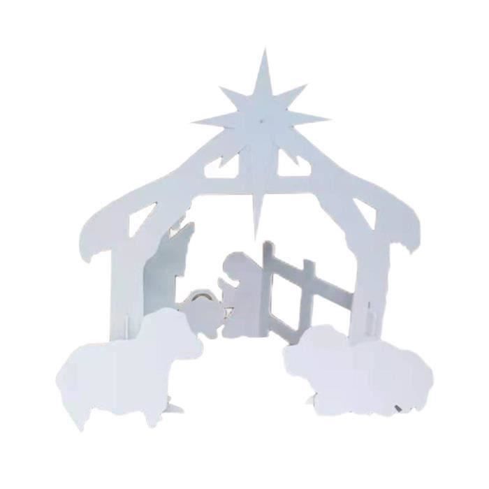 Crèche église Pelouse Jardin Lot De 12 Grandes Crèches De Noël En PVC Résistant Aux Intempéries Avec Décoration Jardin Silhouette Noël